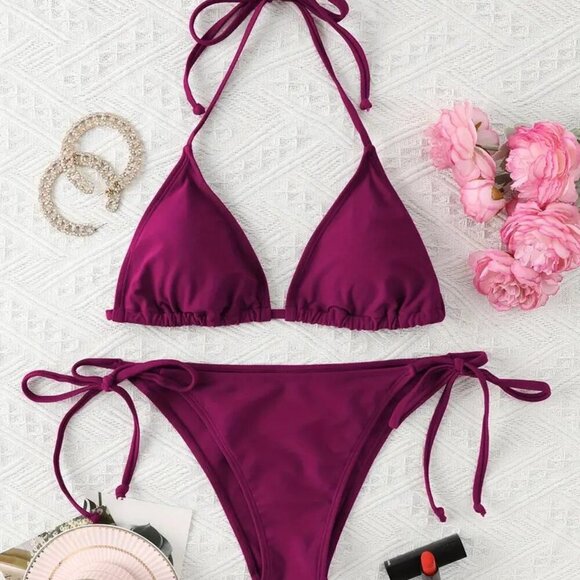 Bikini Set/ Strap Up and Down (Color: FUCHSIA) - Picture 1 of 4